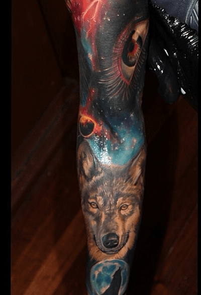 #wolftattoo #ink #realism #colortattoo #sleeve #tattooogtheday #eye #space #alanramirez #tattooideas 