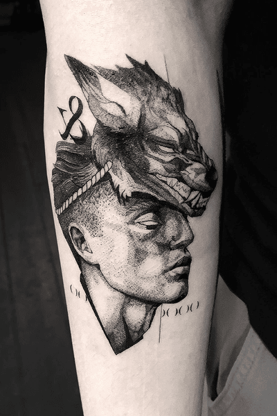 #tattoodesign #tattooflash #tattoodo #tattoos #blackwork #tattooidea #detailed #detail #singleneedle #mask #dark #contemporary #portrait #blackansgrey #blackwork #dotwork #wolf #wolftattoo
