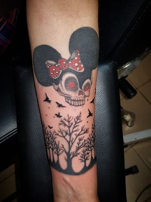 Minie skull forest tattoo Done by me