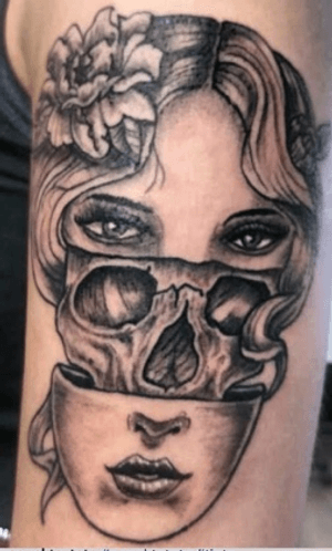Black and grey split face done by julio