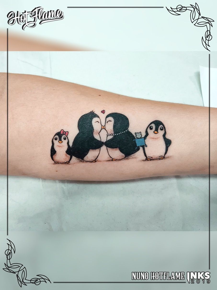 Pinguin familie tattoo