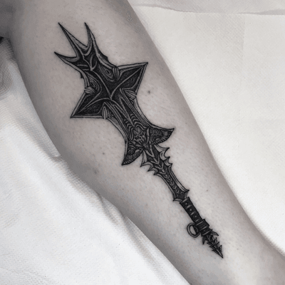 Skyrim “molag bal” mace done in London, Instagram - @wulfbaron #londontattoo #death #london #japanesetattoo #pink #tttist #illustration #junjiito #blackmetal #deathmetal #grind #blackworkers #punk #dark #streetgoth #blackwork #manga #tattoo #necktattoo #handtattoo #black #anime #lineworktattoo #blkttt #tttism #onlythedarkest #blacktattoo #suehiromaruo #toshiosaeki #darkartists