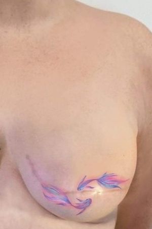 Decorative mastectomy tattoo on breast cancer survivor