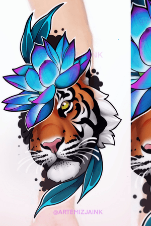 Tiger &lotus. Available to grab at Phoenix Rising Tattoo in Toruń or at Blood Line Tattoo 4-7 February 2020 (Śląskie/Silesian, Poland)