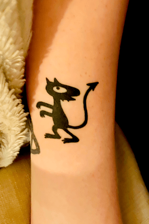 #Disenchantment tattoo done by Mikal at Lets Buzz in Bergen, Norway. #Luci #Cartoon #Black #Demon #Halloween #Flash