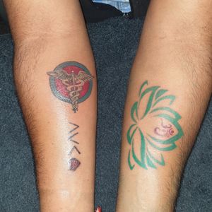 Medical piece and lotus Indian religion piece.