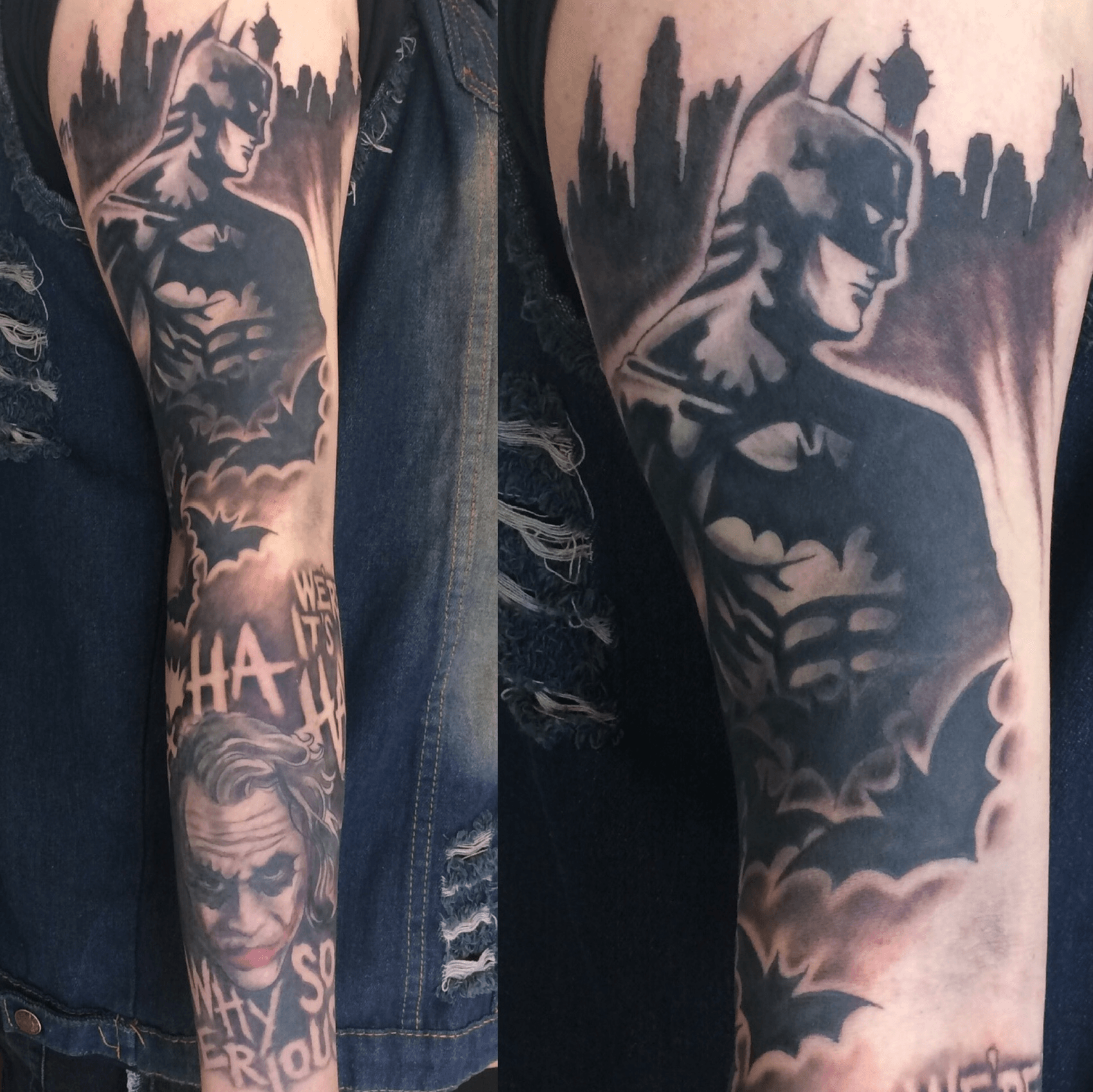 Sarcia Tattoo Parlour  Batman vs Joker theme Tattoo sleeve Done by  Professional Tattoo Artist Christian Sarcia Sarcia Tattoo Parlour Qormi  Bookings on  79049789      tat tatts 