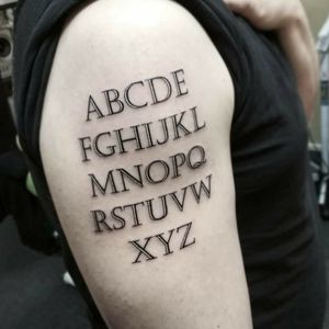 "Latin alphabet" most versatile inscription tattoo. (January '18)◾#тату #надпись #trigram #tattoo #lettering #inkedsense 