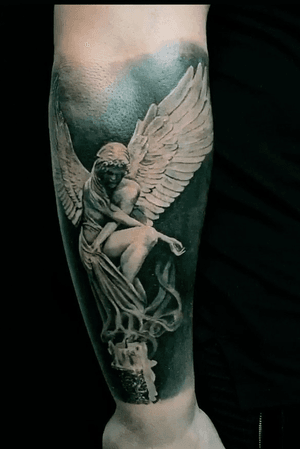 Realistic candle and angel tattoo done at our studio. @inkd_london.