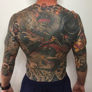 Japanese Tattoo Black Dragon Full Back