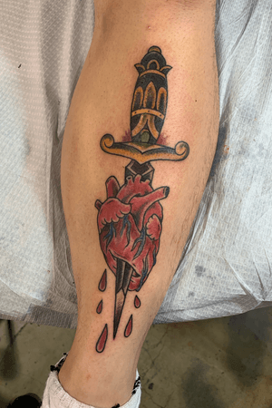 Heart and Dagger piece on my shin. #4 done by Keath Supsic of Valor Tattoo in Trevose, Pa. This was done at the Philadelphia Tattoo convention 