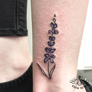 Lavender Sprig Colour Fine-line Tattoo by Kirstie Trew @ KTREW Tattoo • Birmingham, UK #finelinetattoo #lavender  #tattoo #delicate #floraltattoo #flowers #tattoos #birminghamuk 