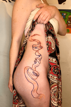 Full body ribbon tattoo