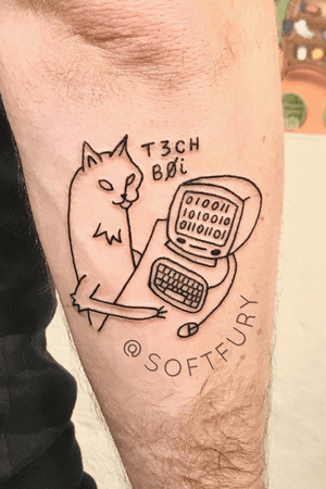 Tech cat tattoo