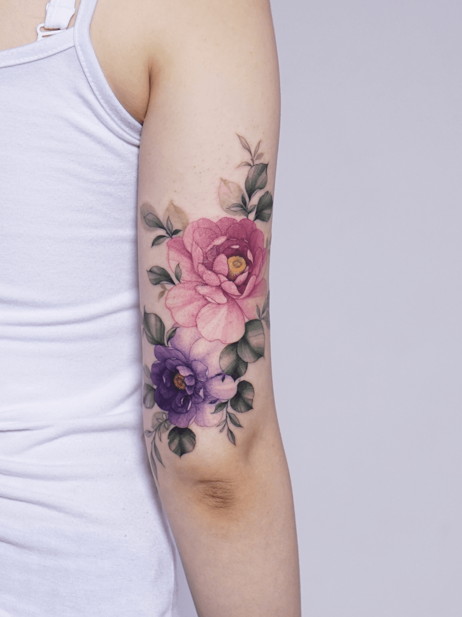 Tattoo tagged with flower white big violet watercolor pissaro blue  pink nature forearm tatuaje tatuajes green peony  inkedappcom