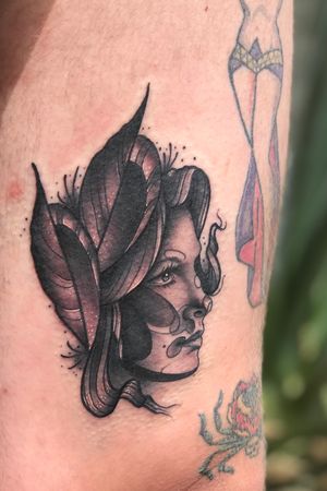 Lady face.  #blackandgrey #portraittattoo #sandiego #legtattoo #tattooartist #sandiegotattooartist #tattooart 