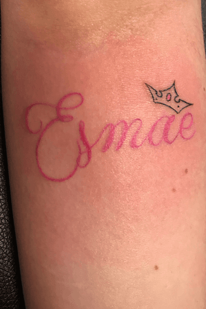 Her daughters name in pink with a little crown Loxated 1325 N Church St Burlington NC