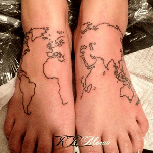 World Map 🗺 on foot . Done by yours truly 😉🤟🏼