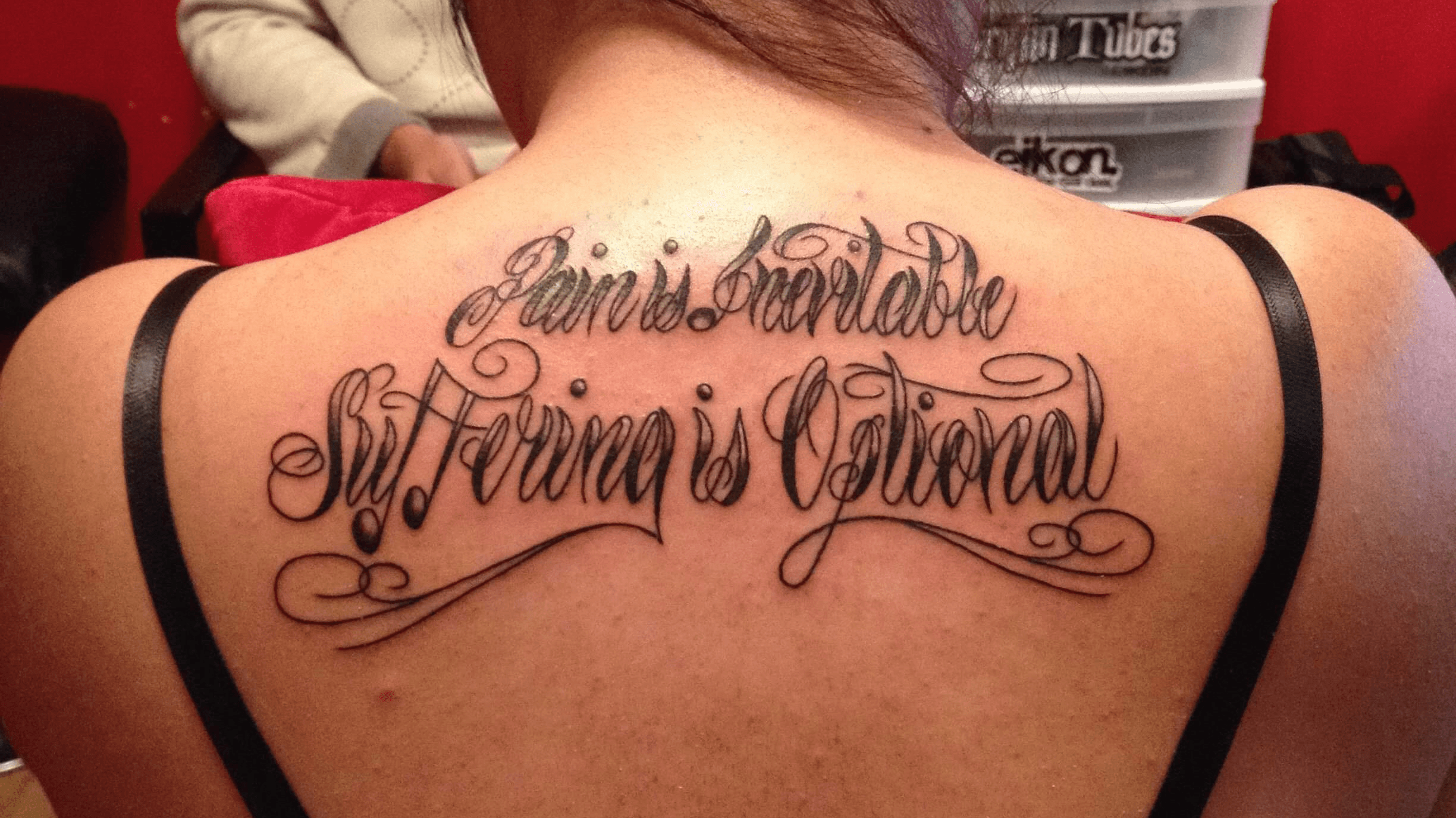 Tattoo uploaded by Rye Clavering  Custom Font by yours truly  Pain  is InevitableSuffering is Optional  Tattoodo