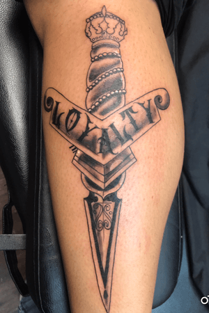 Loyalty Dagger leg tattoo I custom drew for a client Located 1325 N Church St Burlington NC instagram Shamvn_king 