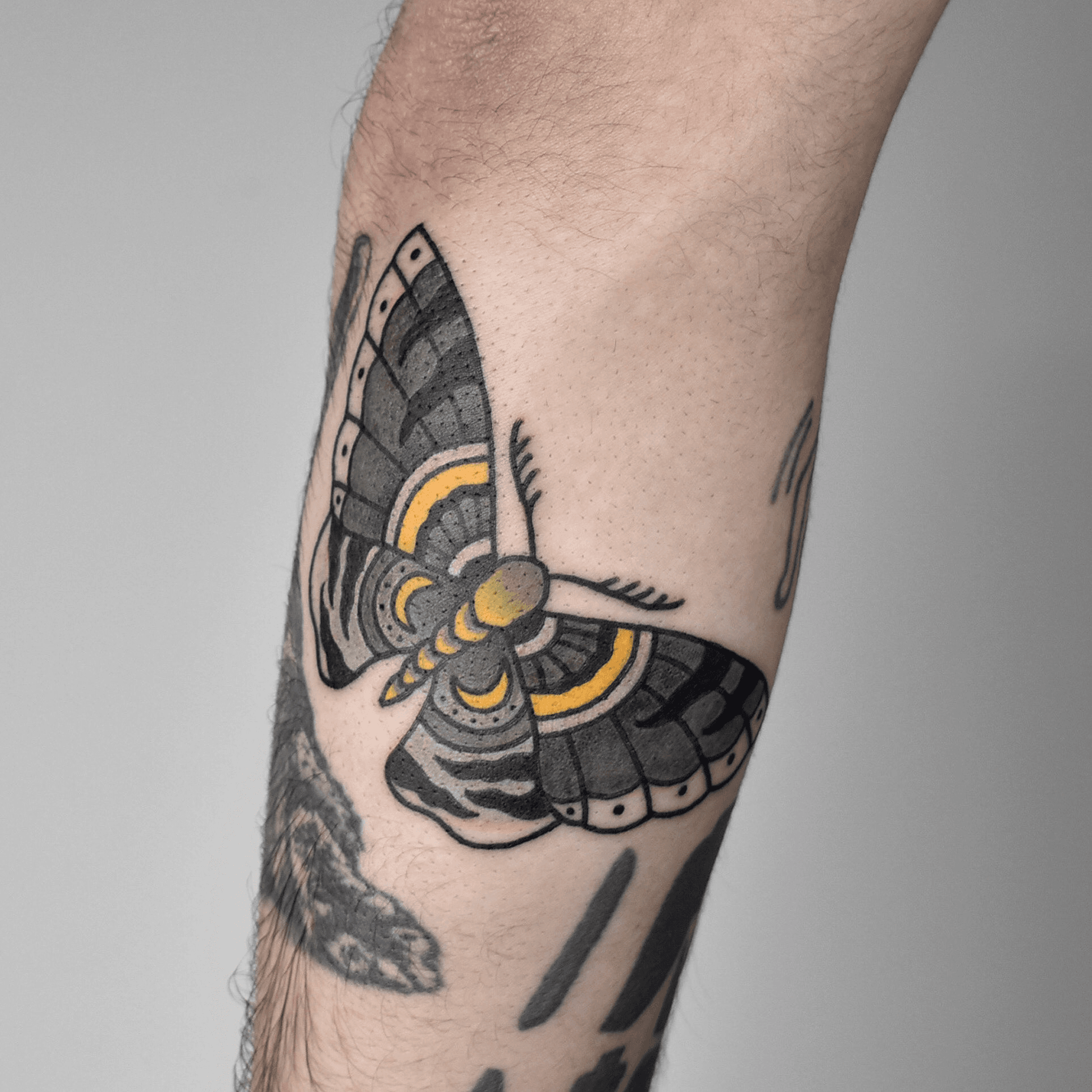 Native Stray Tattoo  Floral arch and moth    tattooed by  kristynemmett floraltattoo blackandgreytattoo moth kneetattoo  legtattoo nativestraytattoo  Facebook