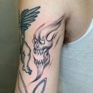Single needle Ghost filler tattoo