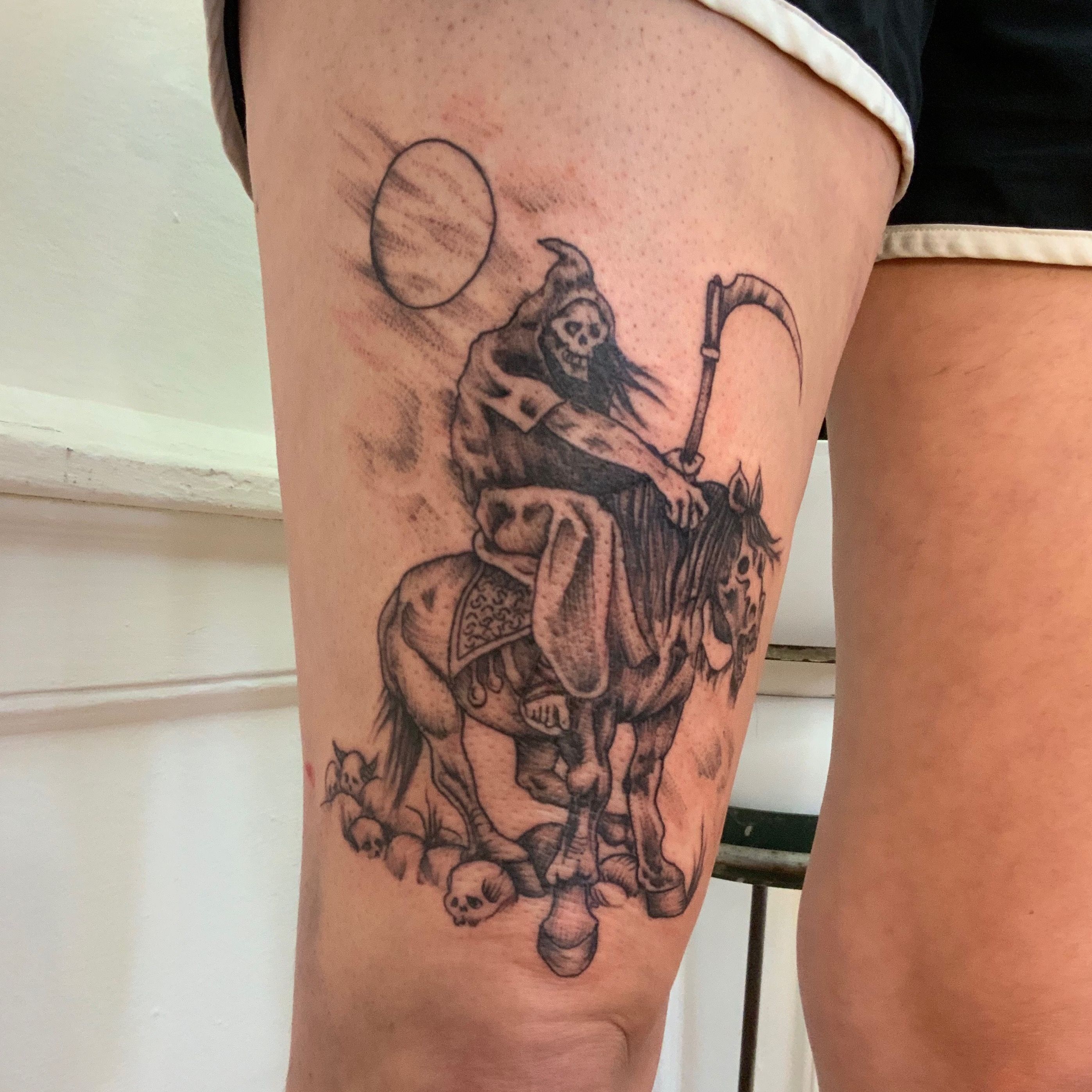 Tattoo uploaded by tanya finder  Fine line Frank Frazetta Death Dealer  tattoo  Tattoodo