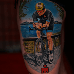 Ironman Race Tattoo - done by Ruben B Tattoo, Graveyard New York. #newyorktattoo #newyorktattooartist #rubenbarahona #rubenbtattoo