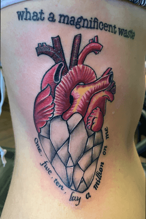 Color and black and grey heart with script 