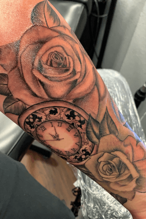 Flowers watch black and grey 