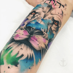 Lyon watercolor Tattoo by Felipe Bernardes #tattoo #leao #lion #tattooartist #felipebernardes #aquarela #watercolor #love