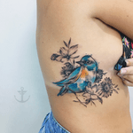 Bird blue by Felipe Bernardes #bird #tattoo #watercolor #flower #felipebernardes #tattooartist #tattoodo #tattooartist
