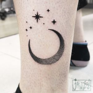 Dotwork moon and starts.