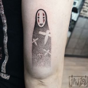 Dotwork Noh Face from Spirited Away by Studio Ghibli.
