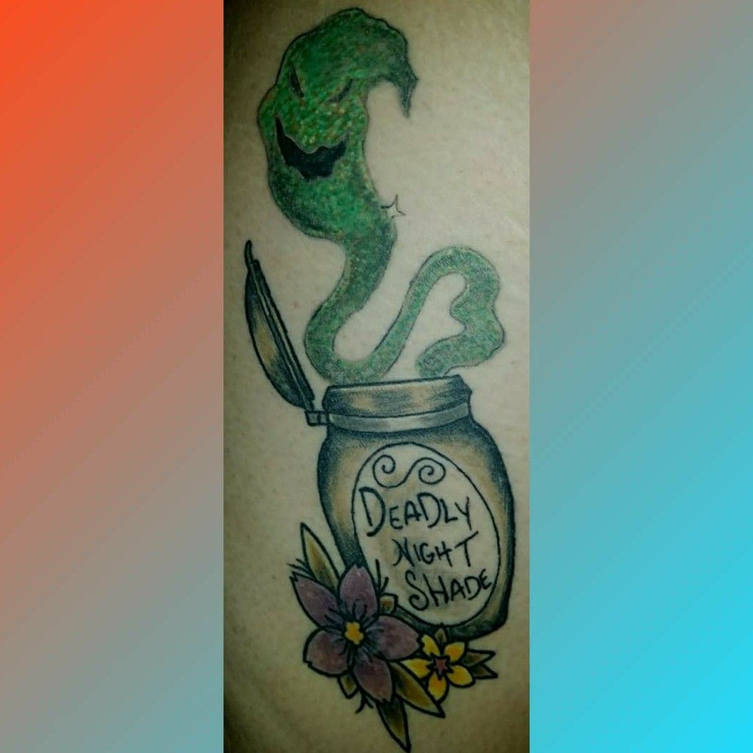 Poison bottle and deadly nightshade by Brandilyn Dunning at Blackmint  Collective in OKC  rtattoos