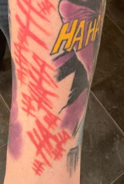 Tattoo Uploaded By Joker The Hahaha Is A Wrap Around From My Wrist Up And Around My Arm Ending On My Shoulder And Back Part Of My Joker Sleeve I Might