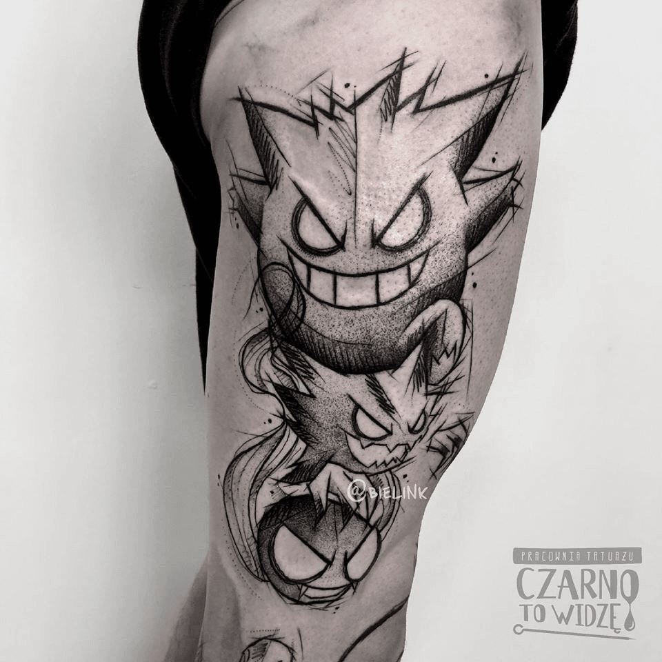 Gastly Haunter and Gengar tattoo One of my favs tattoos ive ever had  done It was a blast working on that MiraKazumi  rpokemon