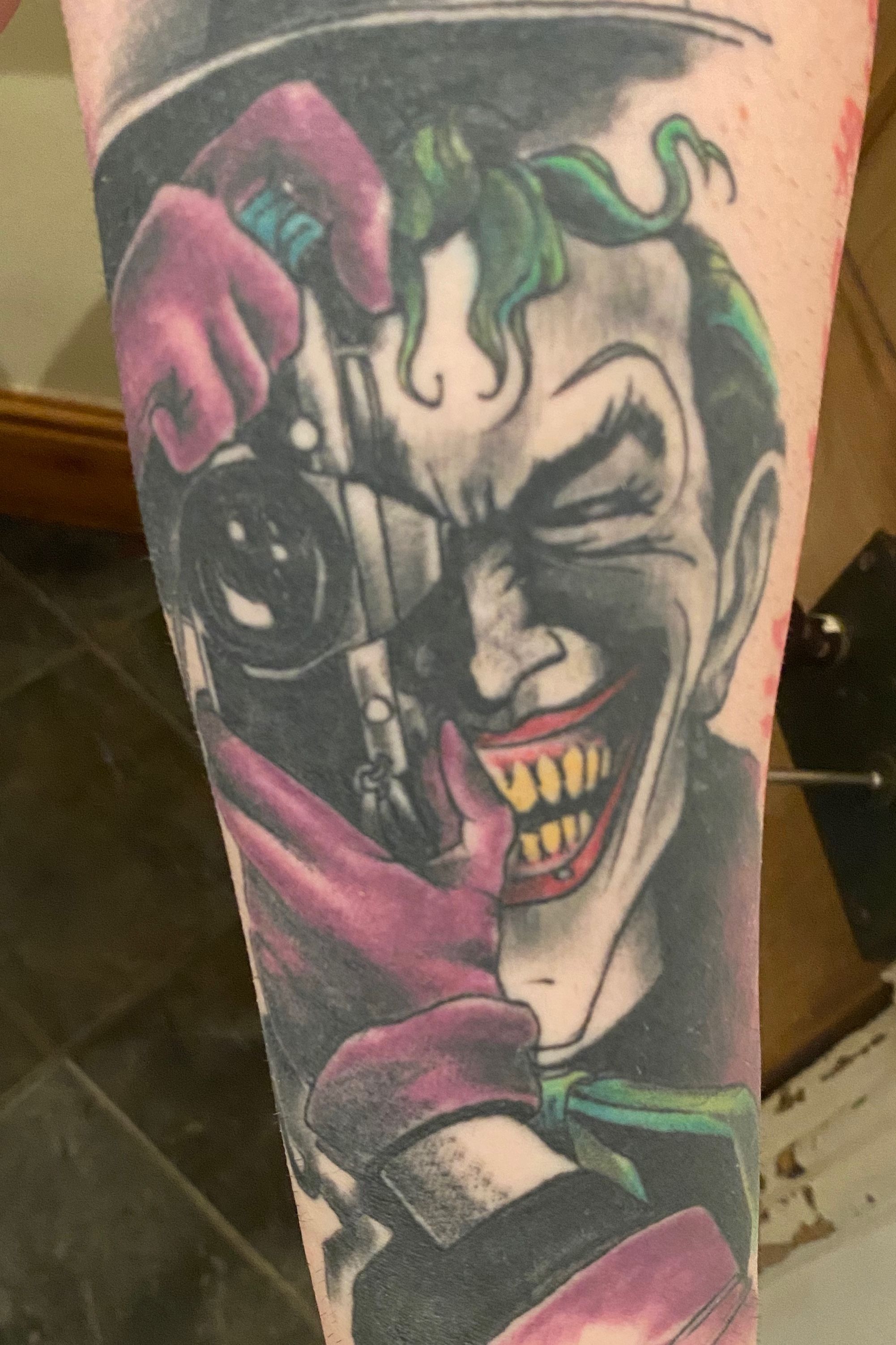 Tattoo Uploaded By Joker The Hahaha Is A Wrap Around From My Wrist Up And Around My Arm Ending On My Shoulder And Back Part Of My Joker Sleeve I Might