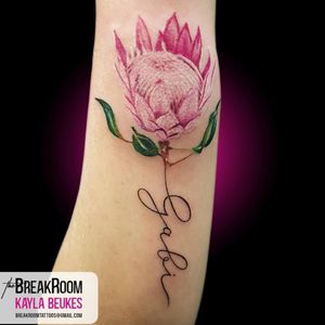 Script and protea by Kayla. 