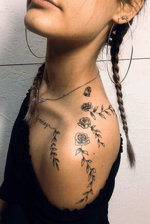 tattoo#inkedgirl #rosetattoo #growingstronger #inkedmag #tattooartist #Nenad #Black #leaves#Tattoodo 