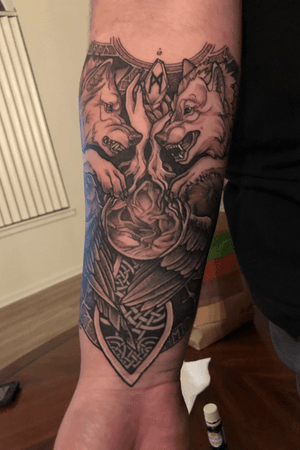 Norse tattoo dedicated to Odin. First part of my Norse sleeve.