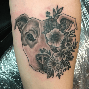Floral/dog tattoo