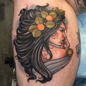 Neotraditional goddess tattooed while at the Visionary Arts Fest in Asbury Park, NJ