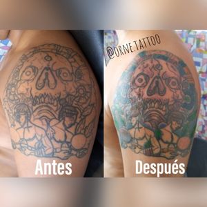 Acompleto de in tatuaje anterior no mío Maya tattoo color 