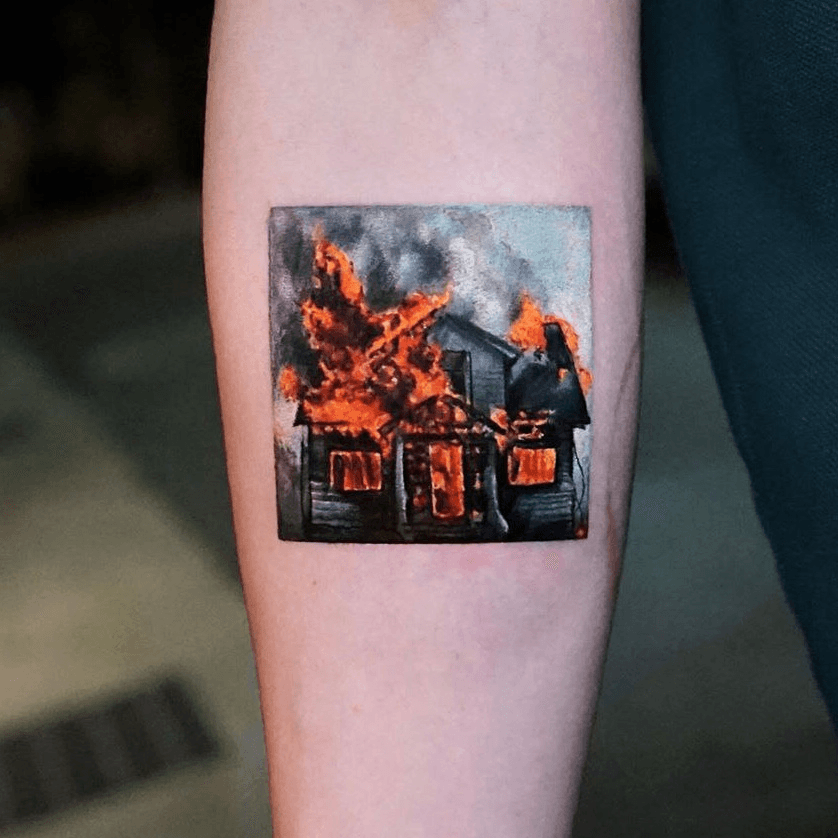 Burning house done by Dan  Temple Art Tattoo  Facebook
