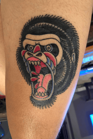 Different picture of the traditional mandrill on my thigh - this was taken while it was healing