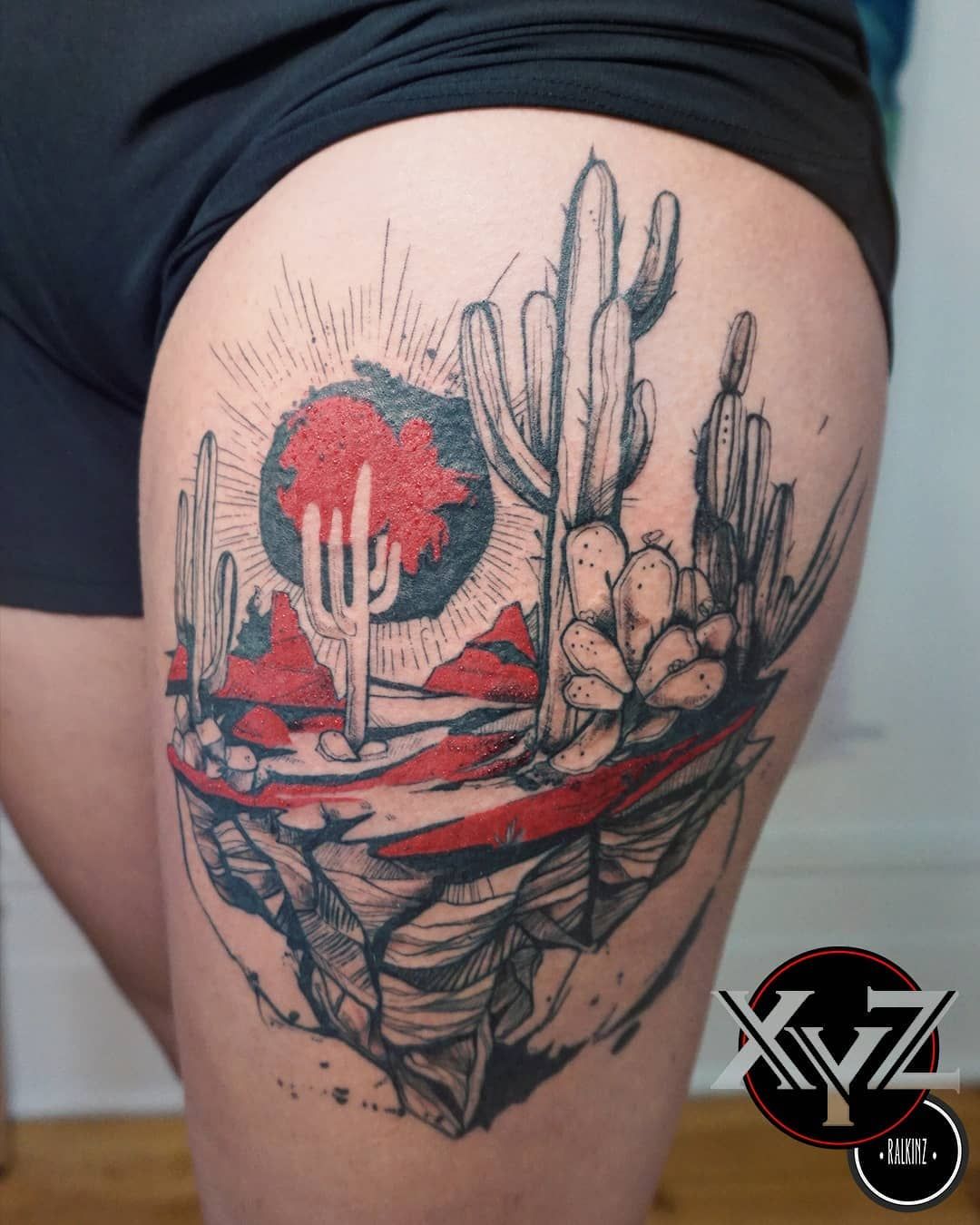 Desert scenery tattoo by Be Lucchesi was done in São Paulo  Tattoogridnet