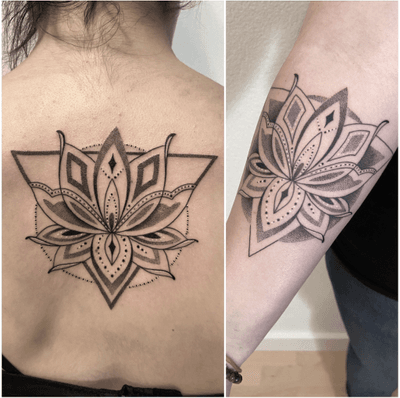 #photooftheday #tattoo #tatouage #twosisters #mandalatattoo #mandala #lotus #lotusmandala #dot #dotwork #dotworktattoos #dotworkers #stippling #stippletattoo #lausanne #lausannetattoo 