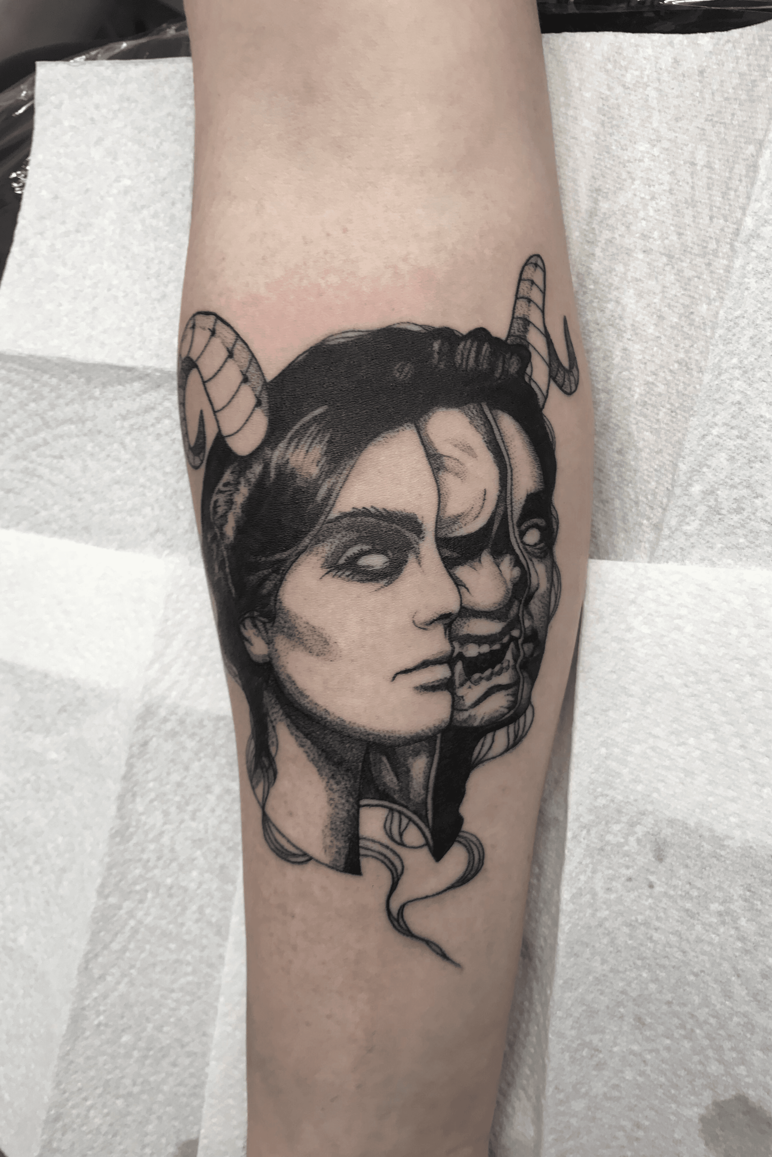 Two face tattoo girl