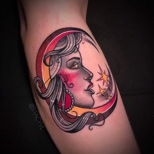 Moon lady by Stacy at High Fever Tattoo 